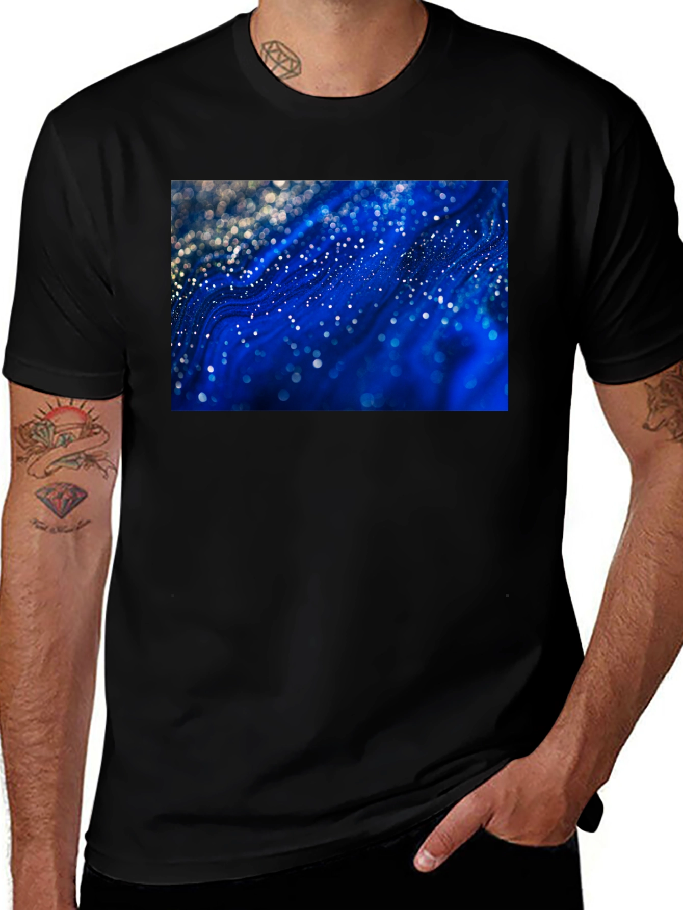 Abstract Galaxy Print Black T-Shirt