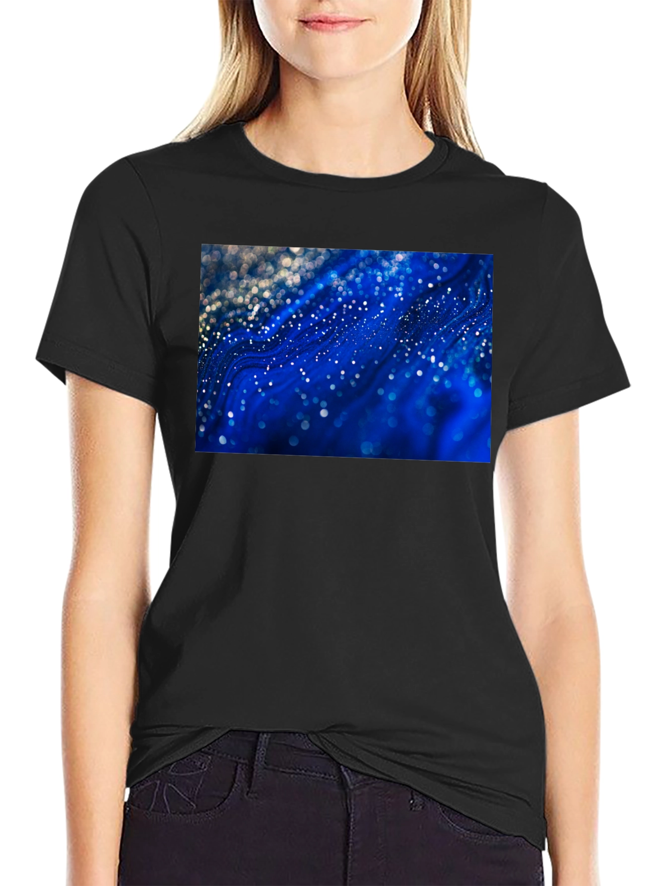 Abstract Galaxy Print Black T-Shirt