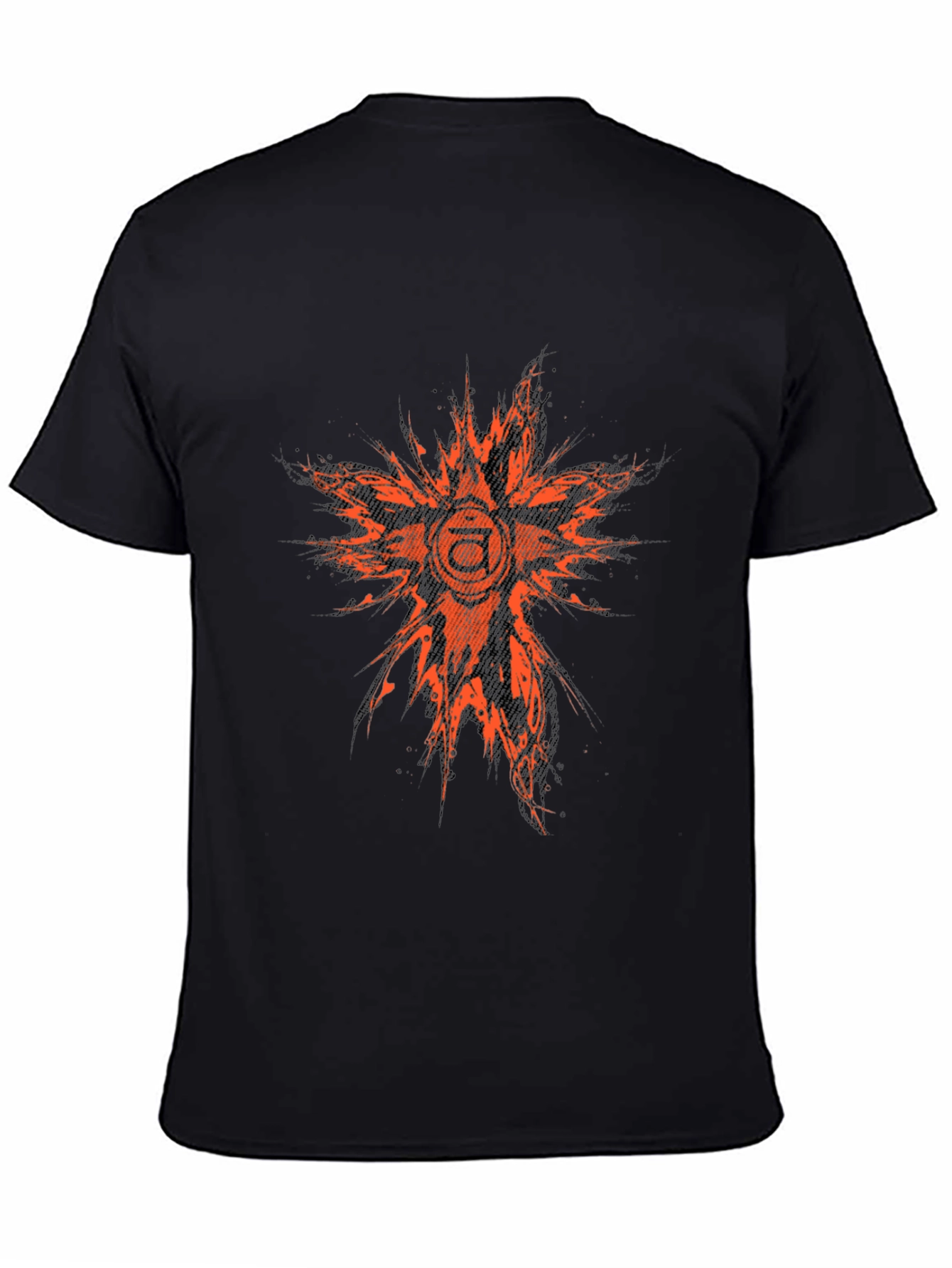 Abstract Orange Graphic Print Black T-Shirt