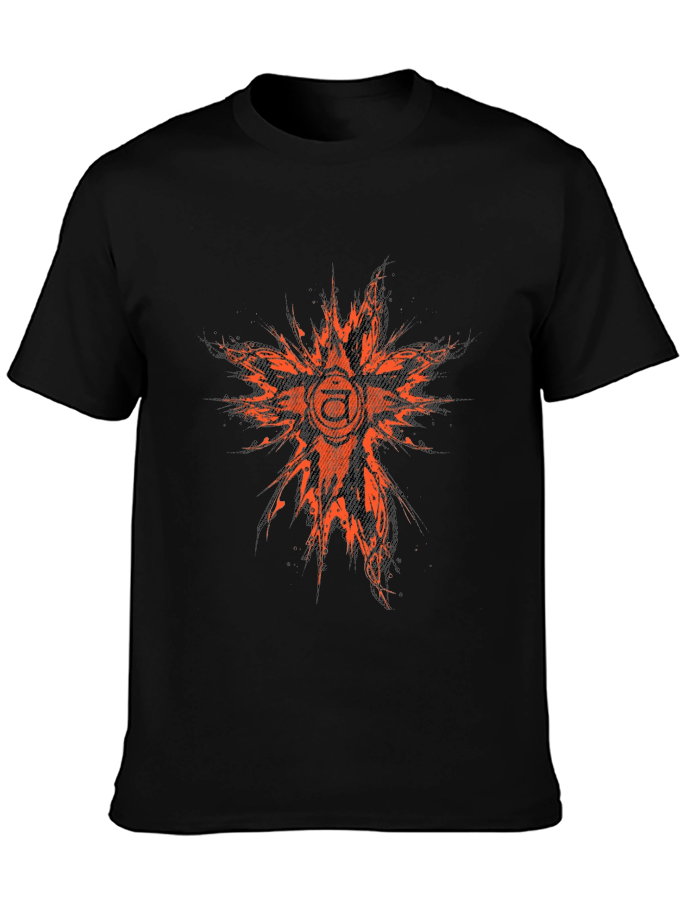 Abstract Orange Graphic Print Black T-Shirt
