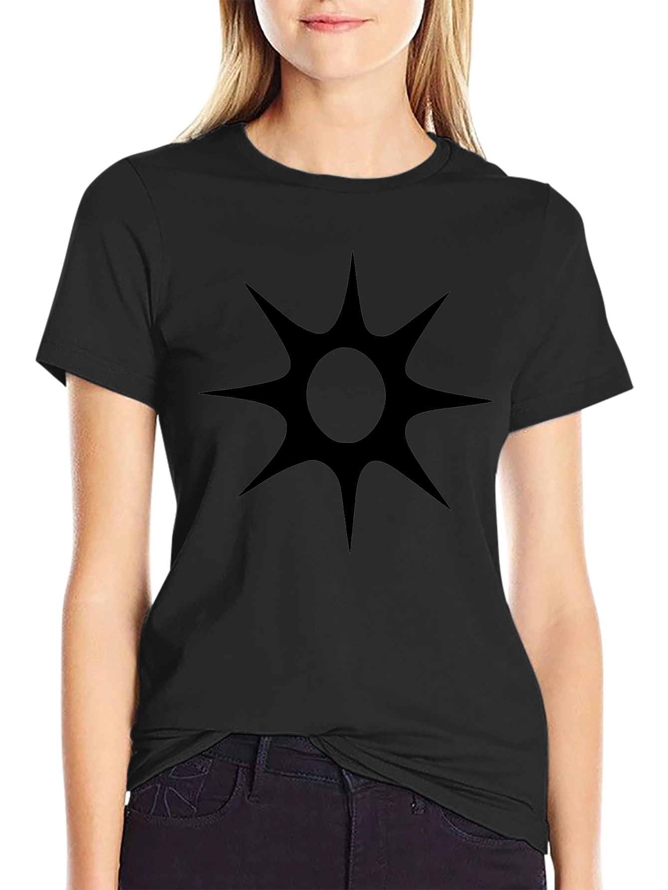 Abstract Starburst Graphic Tee - Black