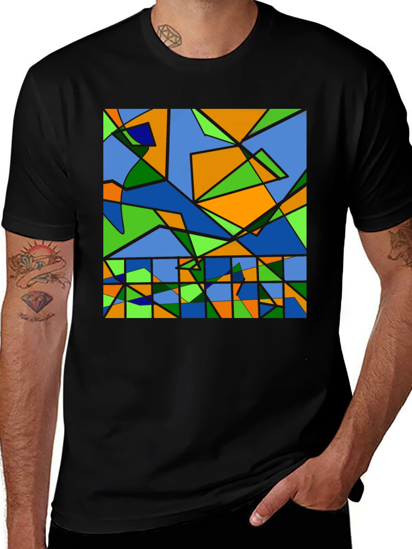 Abstract Geometric Graphic Tee - Modern Art Shirt