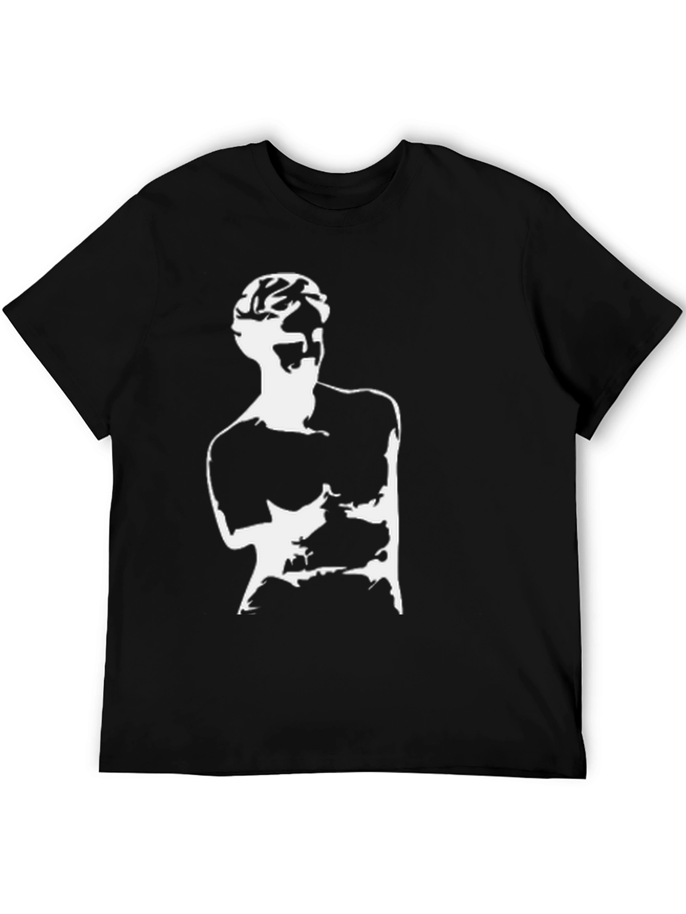 Abstract Statue Graphic Print Black T-Shirt