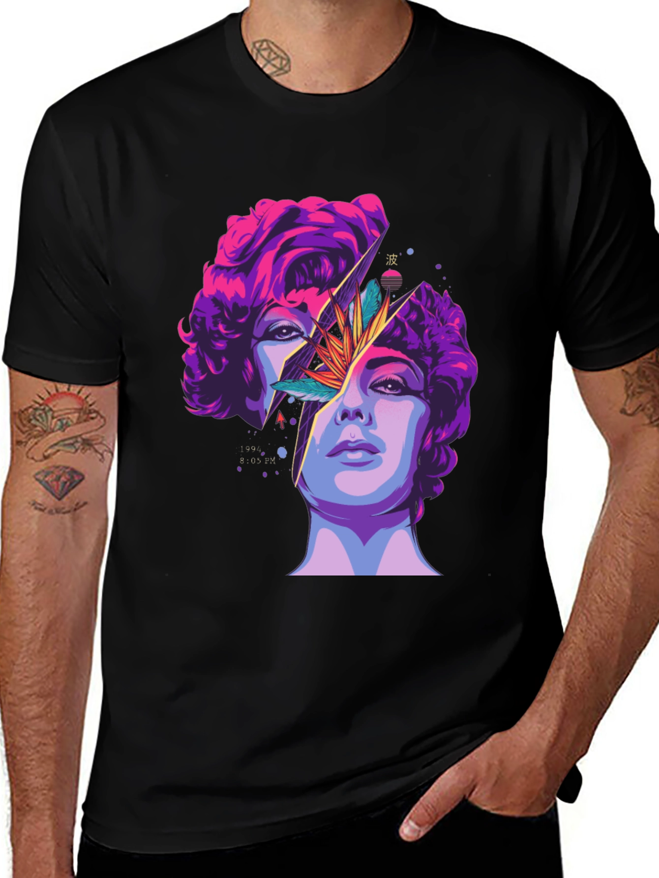 Abstract Broken Face Graphic Tee