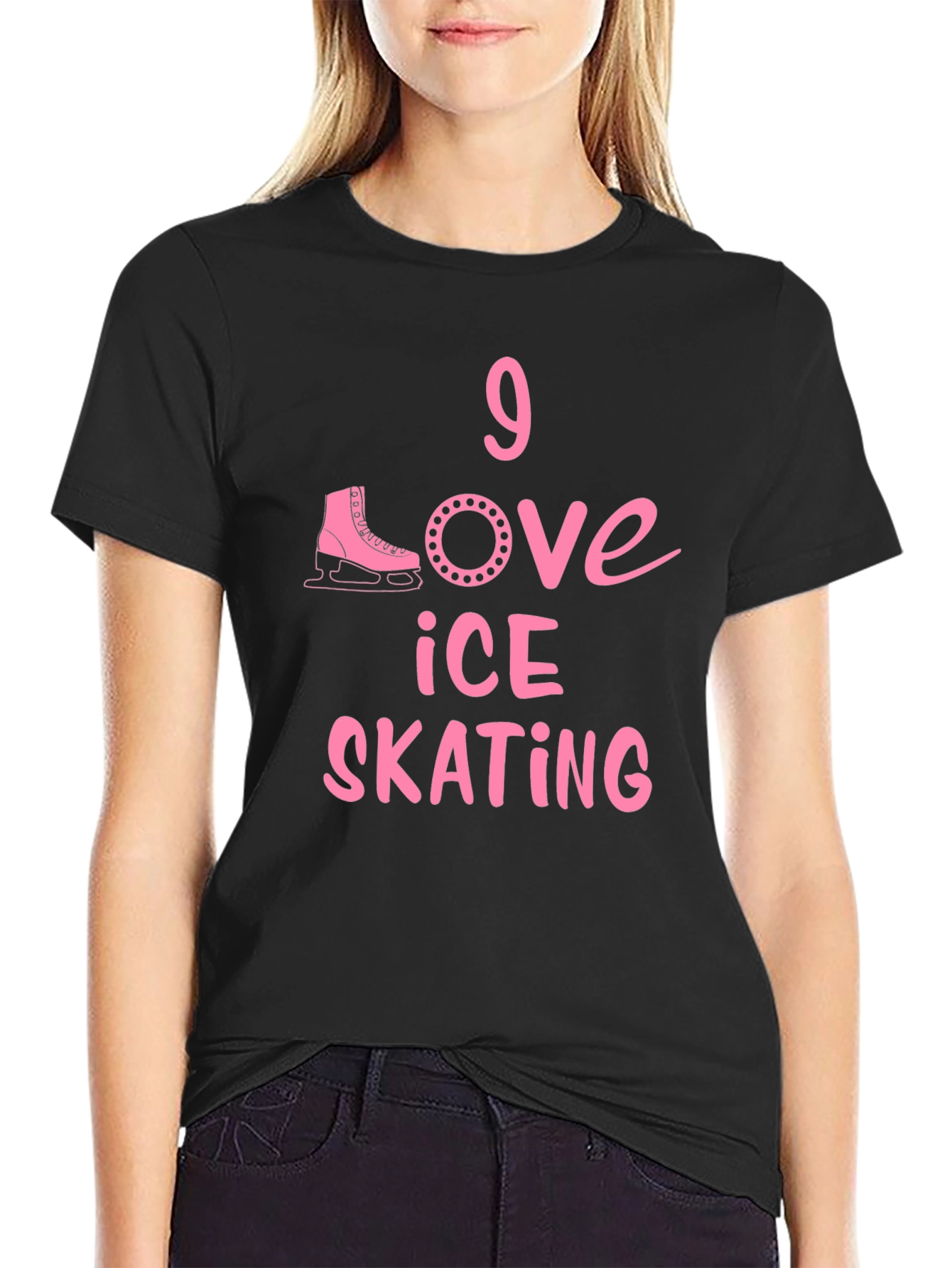 I Love Ice Skating Black T-Shirt
