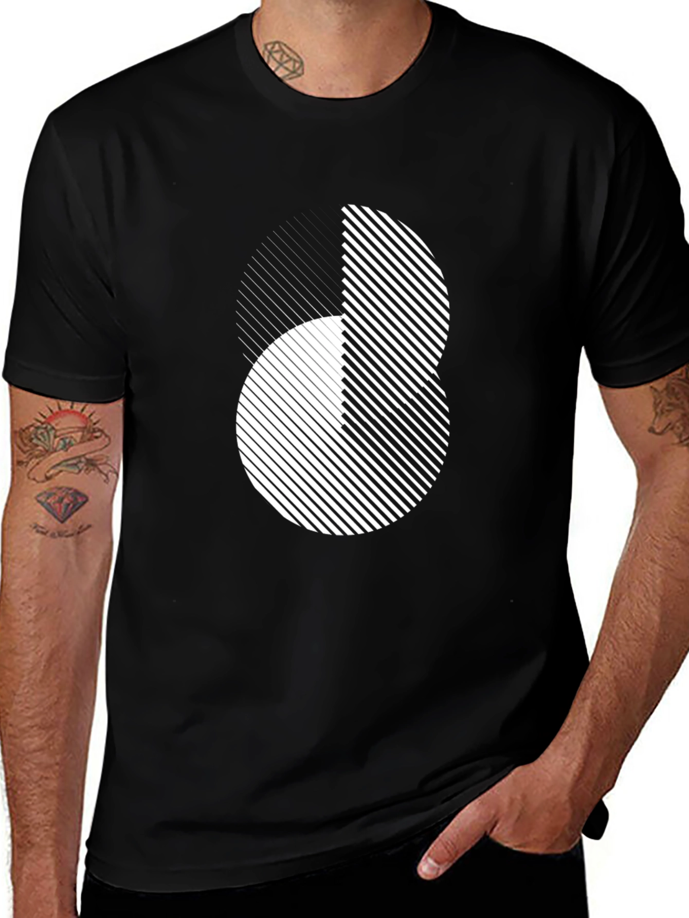 Abstract Graphic Print Black T-Shirt