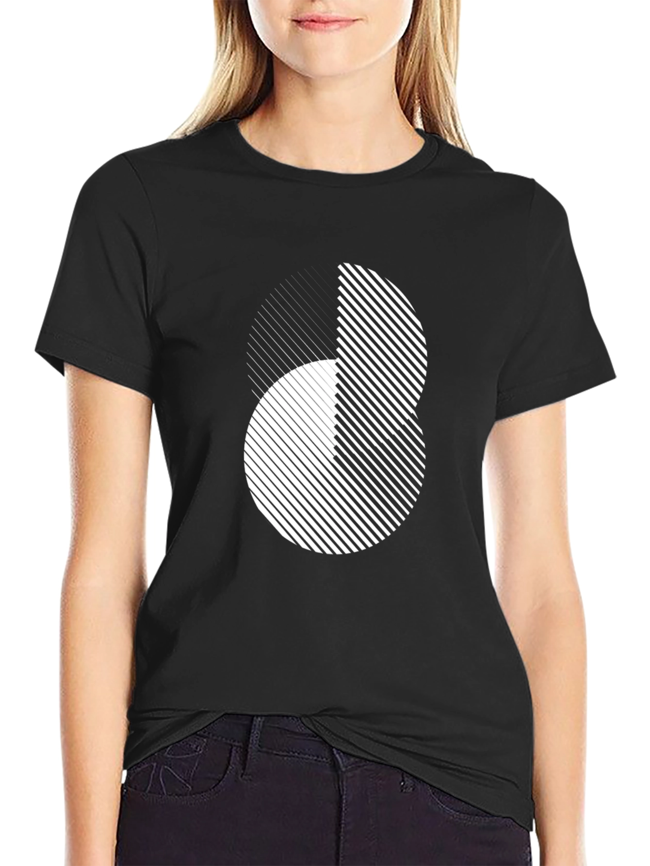 Abstract Graphic Print Black T-Shirt