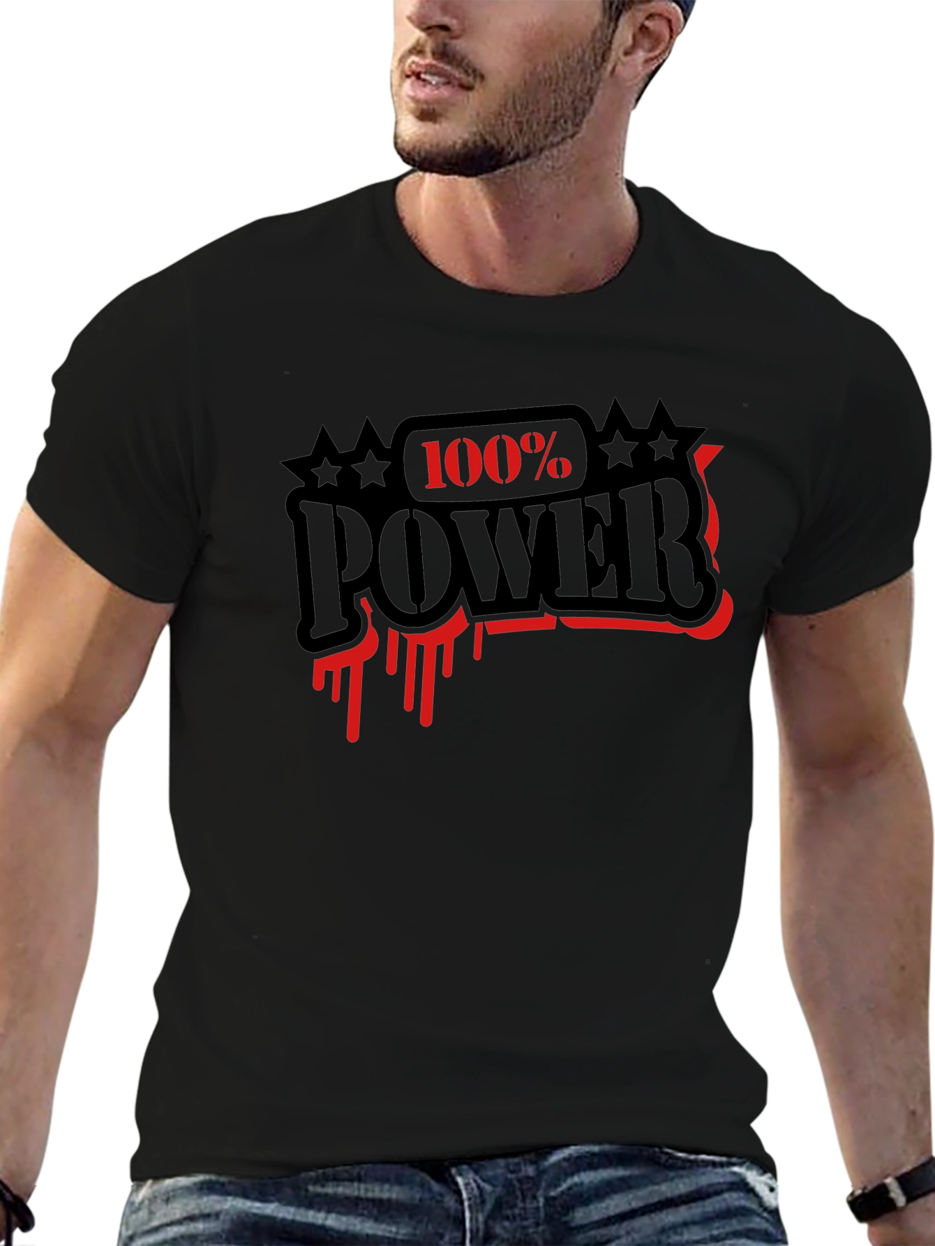 100% Power Graphic T-Shirt - Black