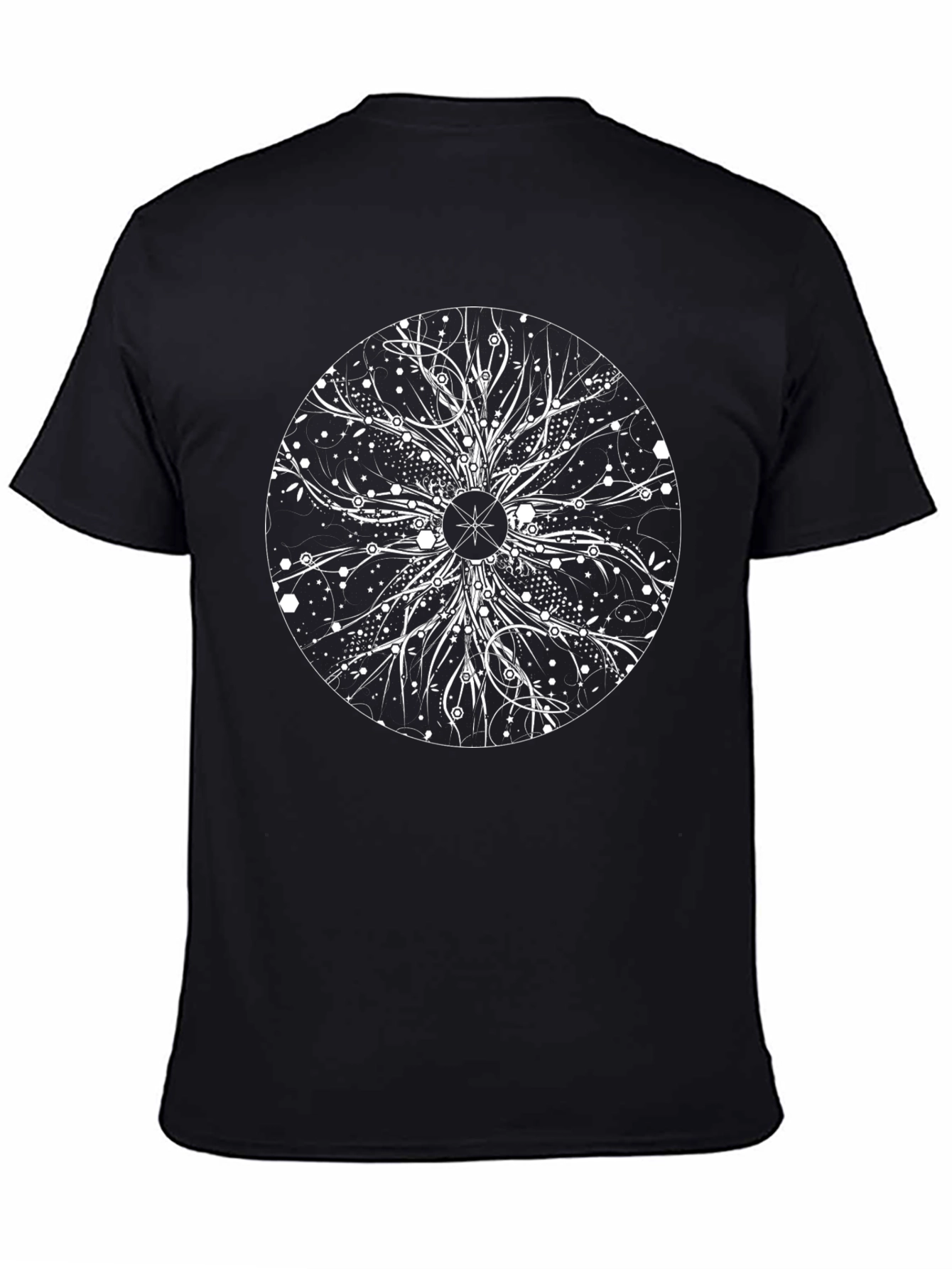 Abstract Cosmic Tree Black T-Shirt