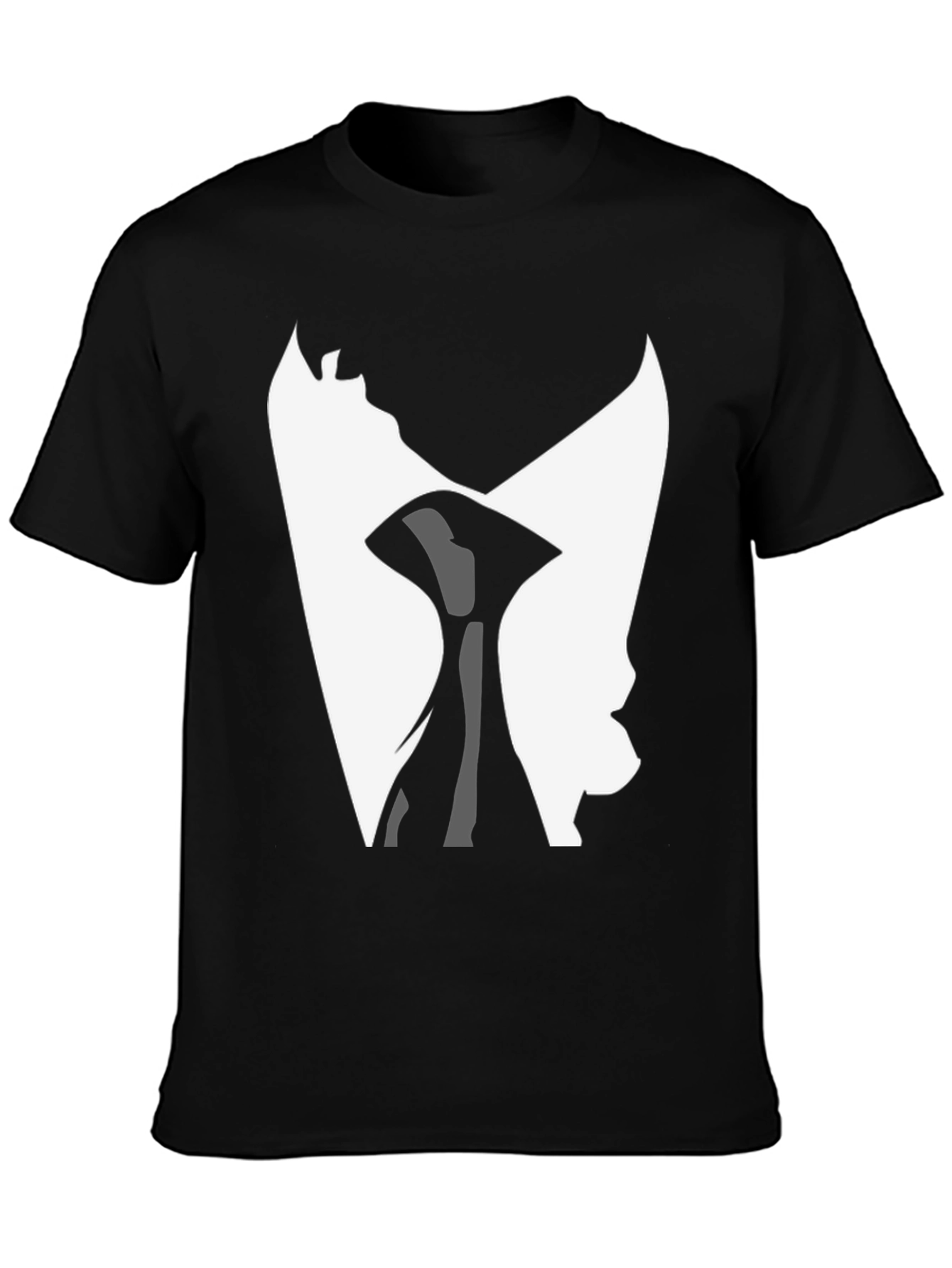 Abstract Face Graphic Tee - Modern Black T-Shirt