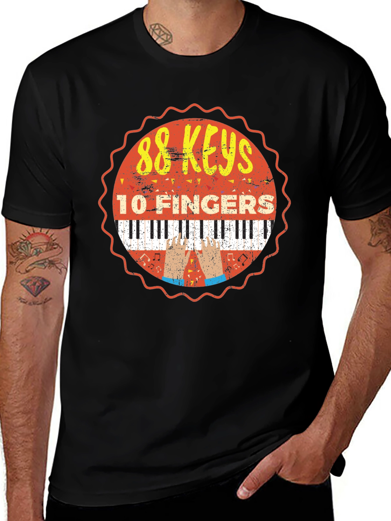 88 Keys 10 Fingers Graphic T-Shirt - Music Lover Tee