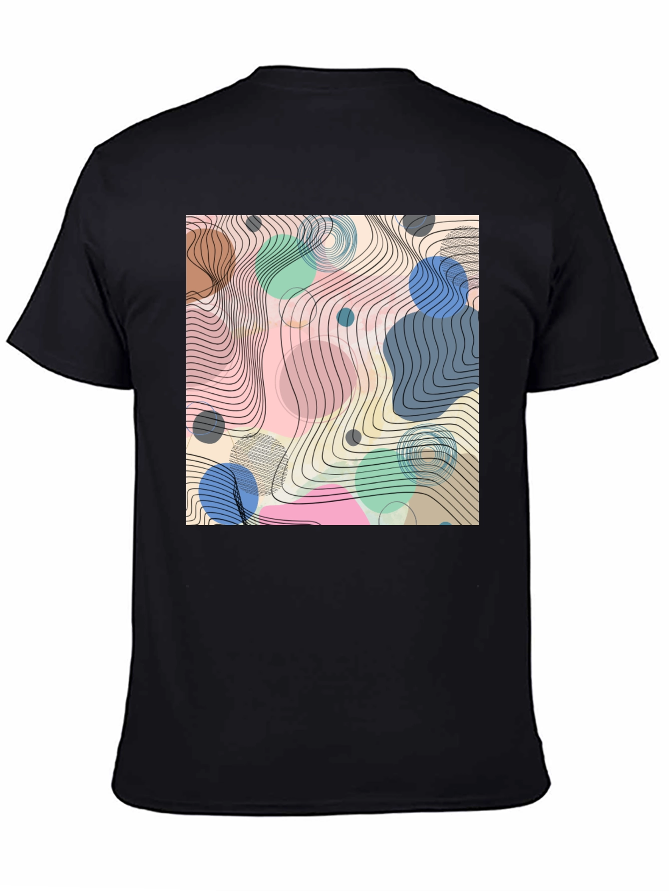 Abstract Geometric Design Black T-Shirt