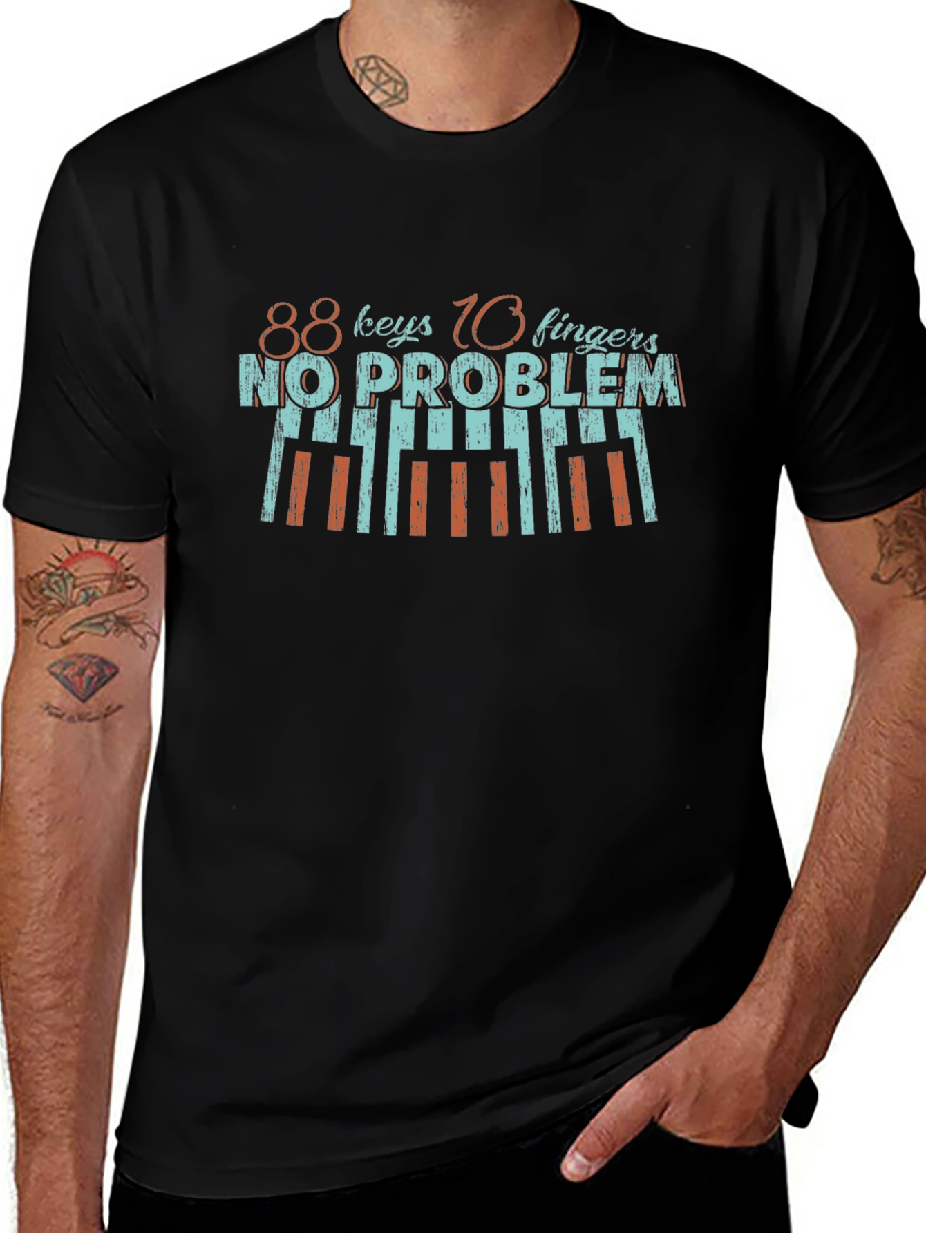 88 Keys 10 Fingers No Problem Black T-Shirt