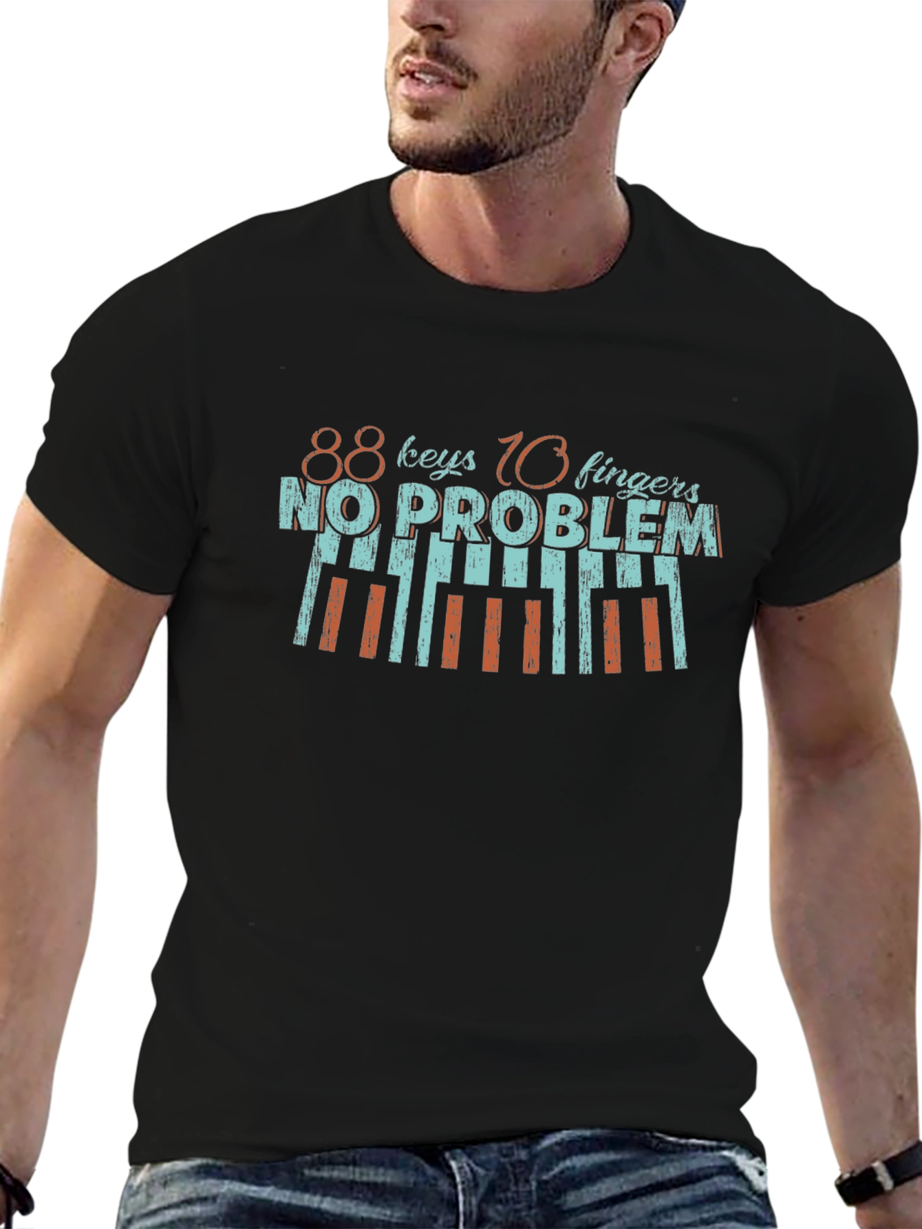 88 Keys 10 Fingers No Problem Black T-Shirt